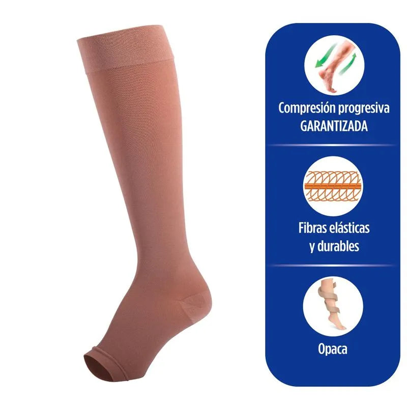 MEDIA NO-VARIX RODILLA PUNTA ABIERTA
